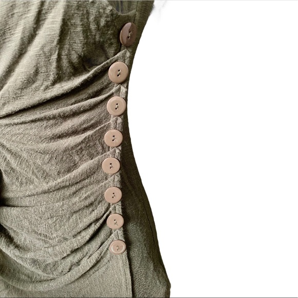 Le Chateau Green T Shirt with Button Detail sz XXS - Picture 4 of 7